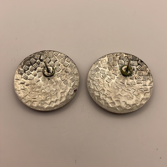 Vintage Cloisonné (Cloisonne) Multi-Colored Round Stud Earrings (CPS37) - Picture 5 of 5